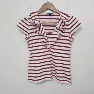 Lauren Ralph Lauren Women's Red/White Striped Cap Sleeve Top Size S